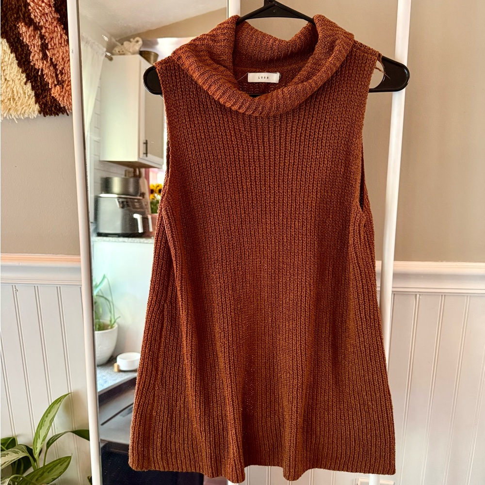 Sleeveless Cowl Neck Sweater in Rust Brown - Picture 1 of 7